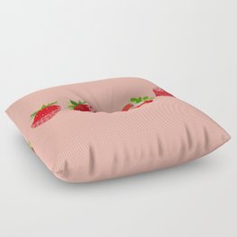 Strawberry - Colorful Summer Vibes Berry Art Design on Red Floor Pillow