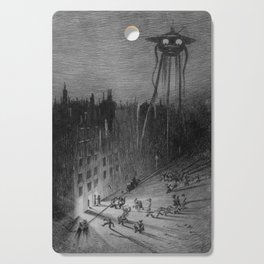 Scenes in Regent Street and Piccadilly - War of the Worlds vintage poster by  Henrique Alvim Corrêa  Cutting Board