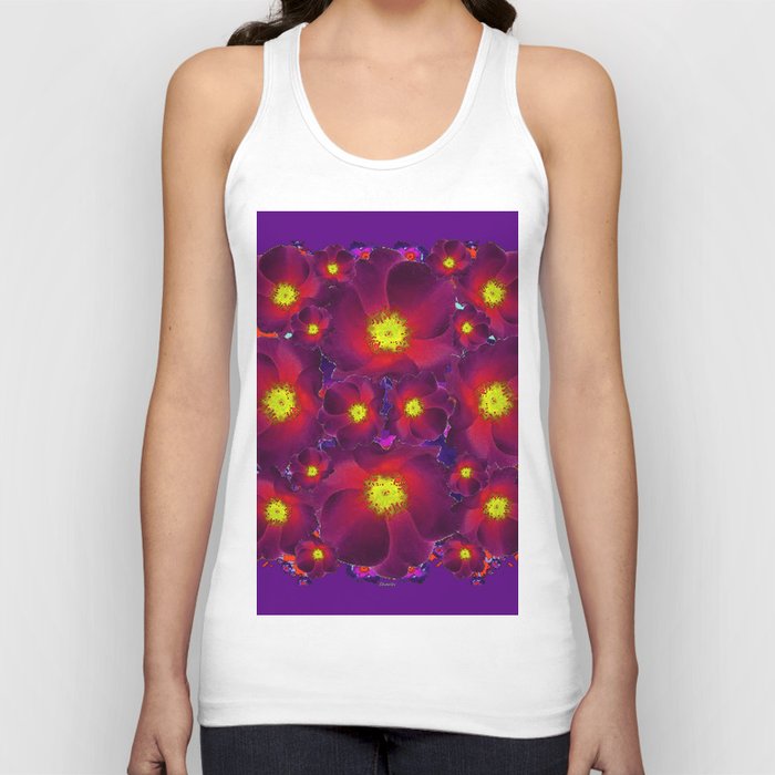 Purple Dark Burgundy Color Flower Pattern Unisex Tank Top By Sharlesart