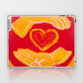 Heart in Hands, Orange, Yellow, Center Love In Our Communities, Digital Screenprint Laptop Skin
