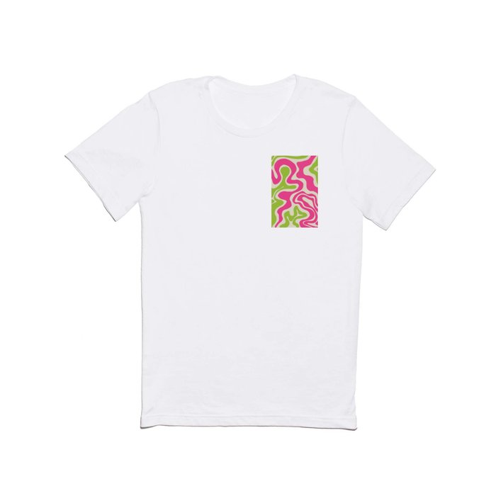 Cheeful Pink and Lime Green Swirl Lines T Shirt