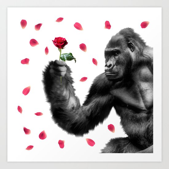 Gorilla In Love Art Print