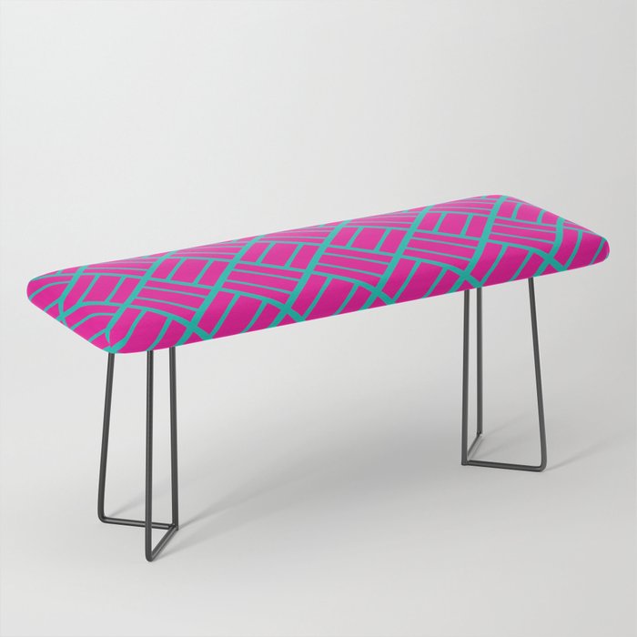 Social Vivid Fuschia Bar Grid On Peacock Blue Bench By Lishpix