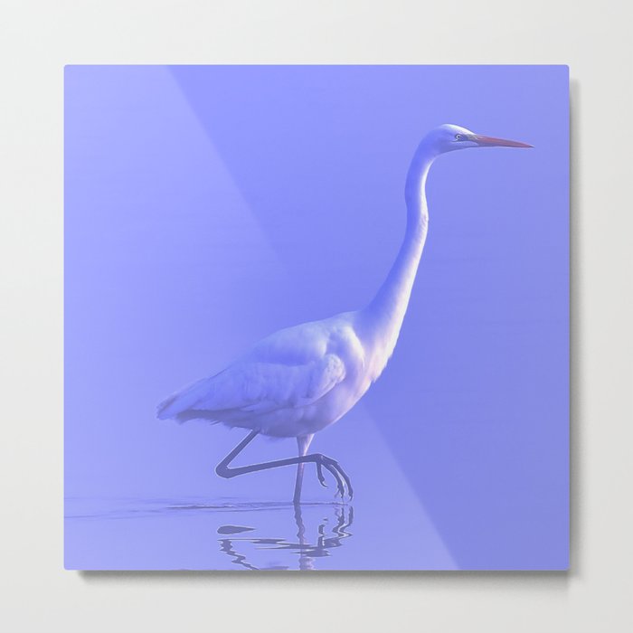 egret lavender glow aesthetic bird art abstract nature photography Metal Print