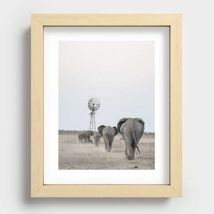 Elephant windmill Recessed Framed Print