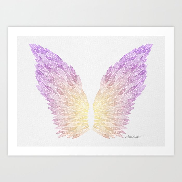 Angel Wings - Purple and Yellow Art Print