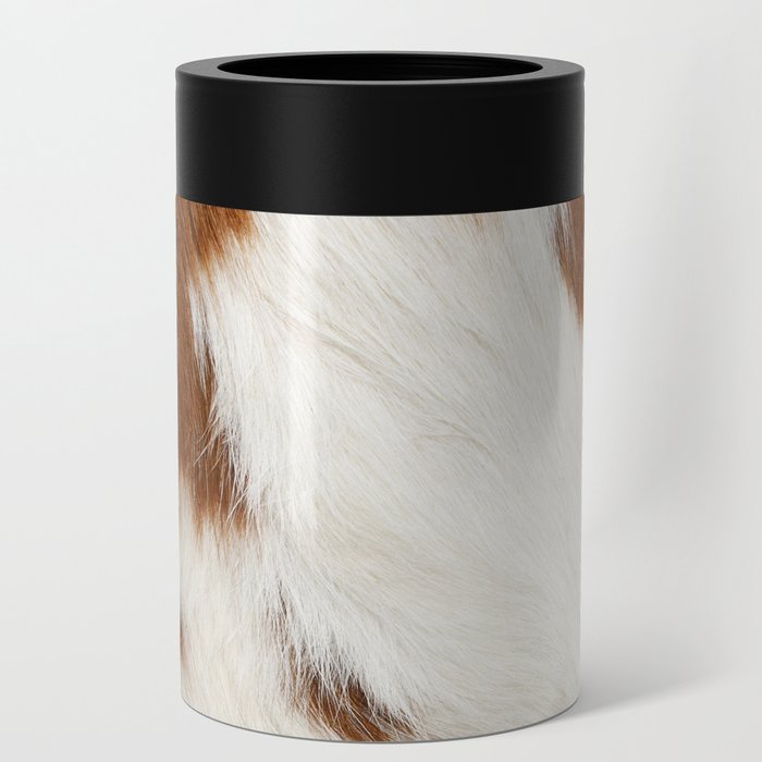 Brown and White Cowhide, Cow Skin Print Pattern Can Cooler