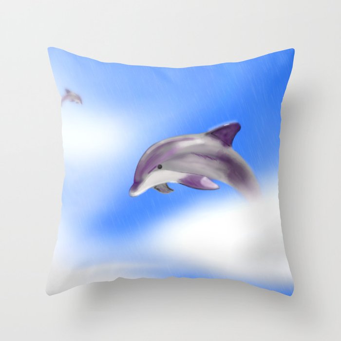 16x16 Multicolor Funny Dolphin Outfits Quote Prefer People Dolphin Throw Pillow