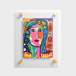 French Portrait Colorful Woman Fauvism by Emmanuel Signorino Floating Acrylic Print