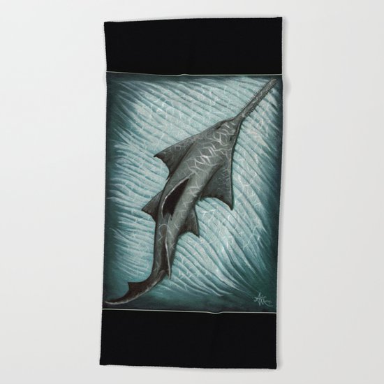 "Sawfish" by Amber Marine ~ Acrylic Painting, (c) 2015 Beach Towel
