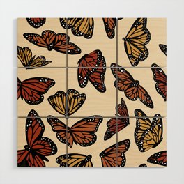 Multicolored Cream Monarch Butterflies Pattern Wood Wall Art
