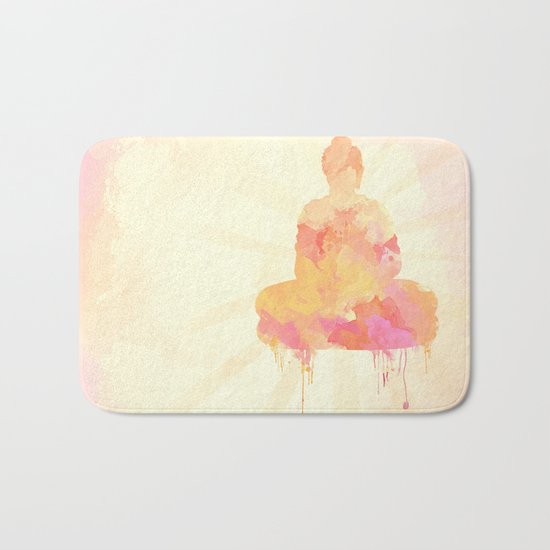 Buddha art illustration watercolor Bath Mat