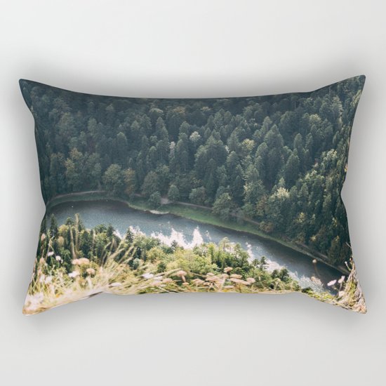 Aerial Forest River Rectangular Pillow