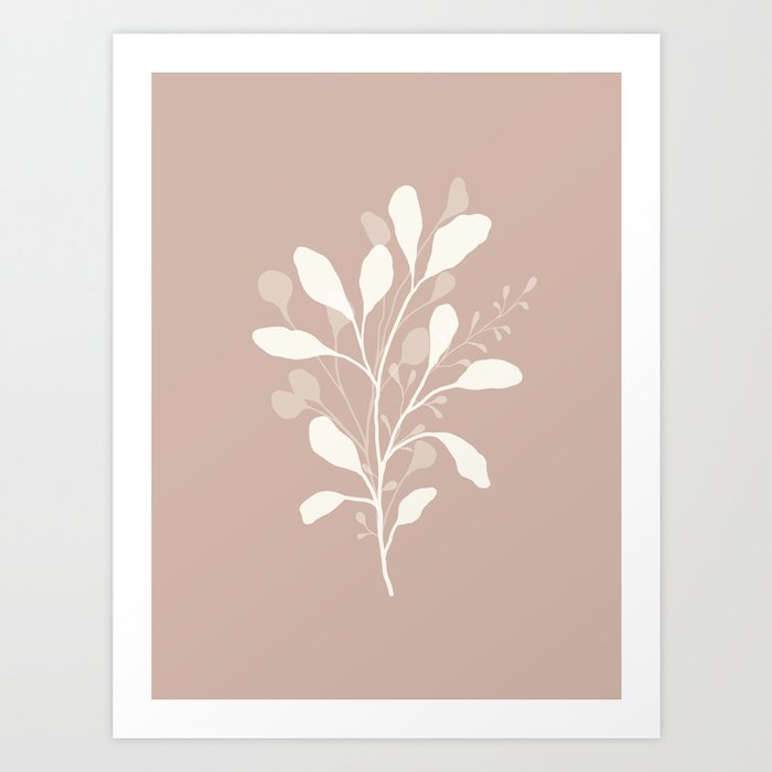 Pastel Blush Pink Abstract Plant, Modern Botanical Illustration Art Print