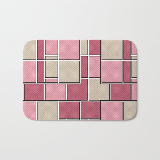 Pink beige check . Bath Mat