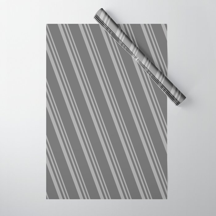 Dark Grey & Dim Grey Colored Lines Pattern Wrapping Paper