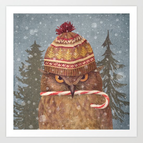 Christmas Owl Art Print