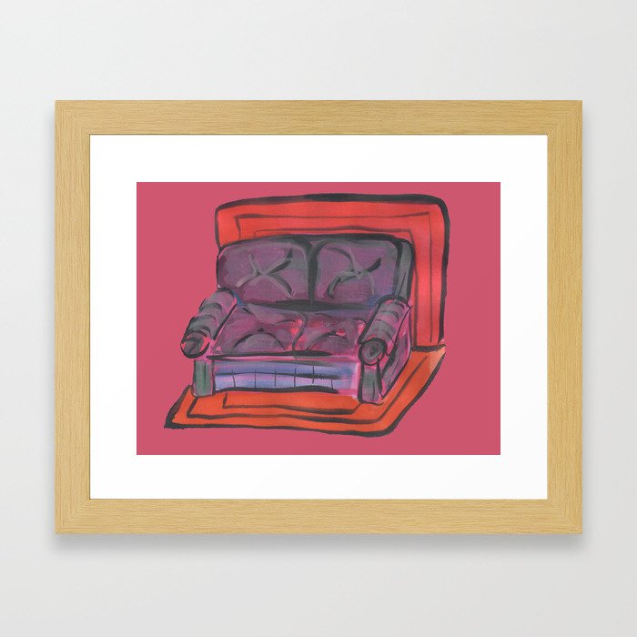 pink couch Framed Art Print