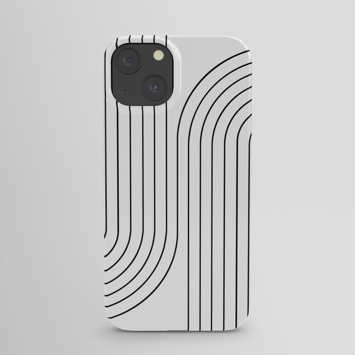 Minimal Line Curvature I Black and White Mid Century Modern Arch Abstract iPhone Case