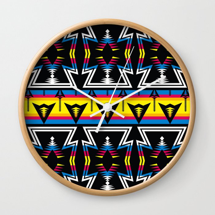Large Native America inspired blanket print Wall Clock