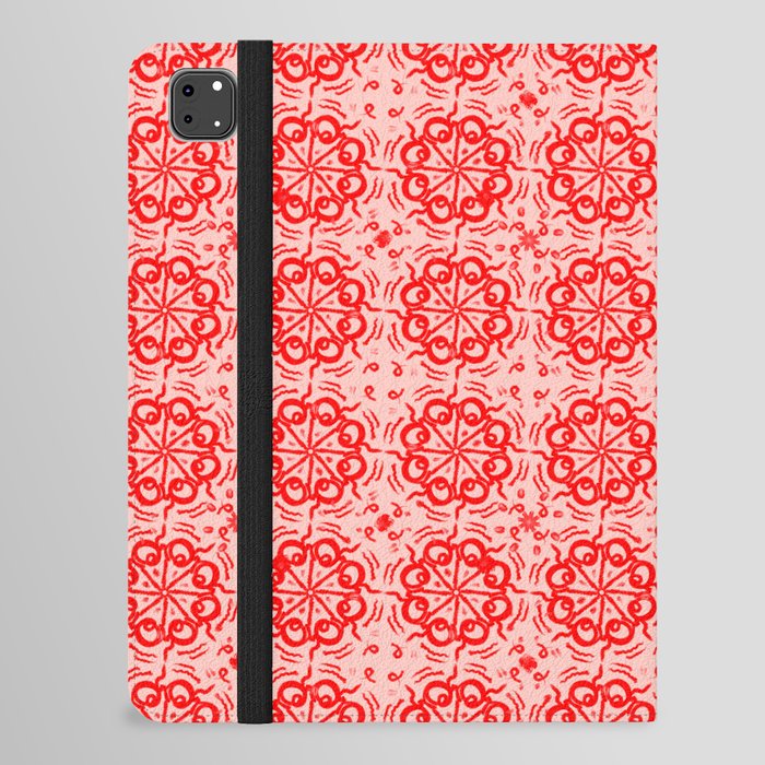 Vintage Red Flower Quilt Mid-Century Modern Pattern iPad Folio Case