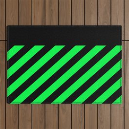 Black & Neon Green Stripes Outdoor Rug