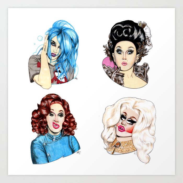 Drag Queen Fan Art feat. Adore, Dela, Jinkx and Trixie Art Print by ...
