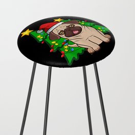 Cute PUG Dog with Christmas Hat Counter Stool