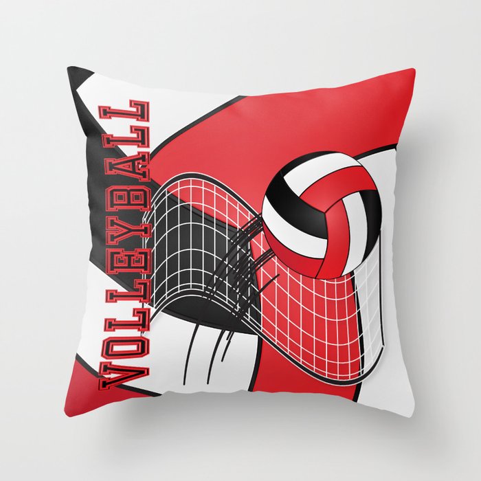 Volleyball Game  - Red Throw Pillow