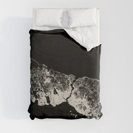 Istanbul, Turkey - Black and White City Map - Aesthetic Duvet Cover