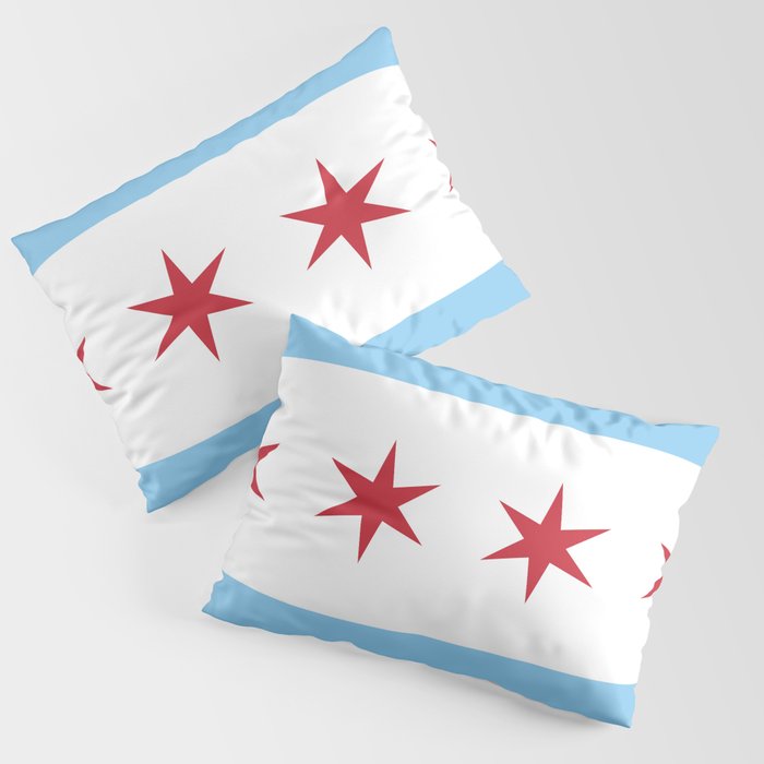Chicago Flag, Official Flag of the City of Chicago Pillow Sham