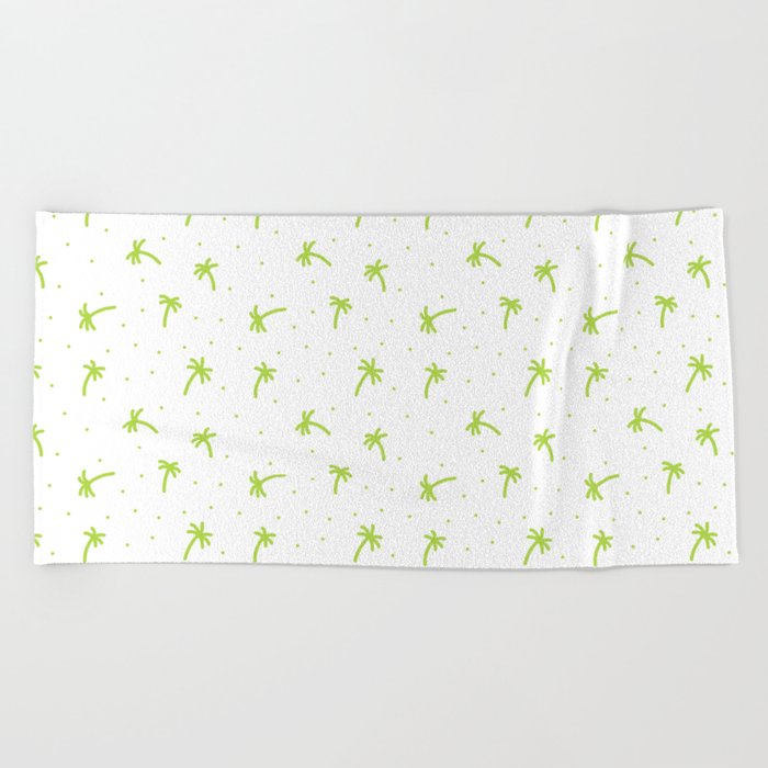Apple Green Doodle Palm Tree Pattern Beach Towel