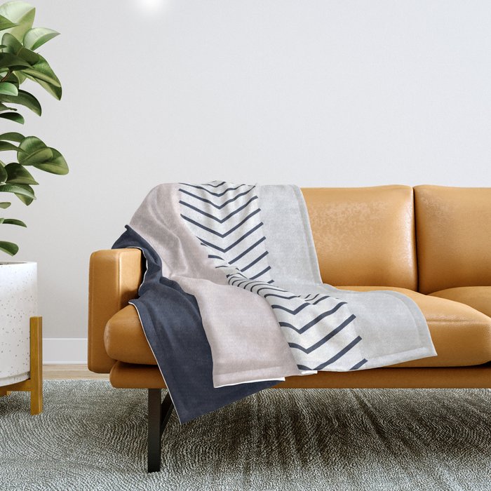 Navy Blush and Grey Arrow Throw Blanket by Emily Downward Society6
