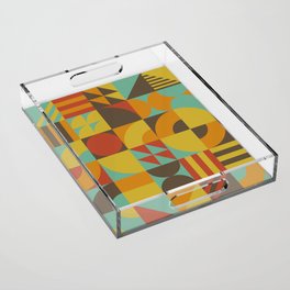 Bauhaus Art abstract pattern, vintage color style Acrylic Tray