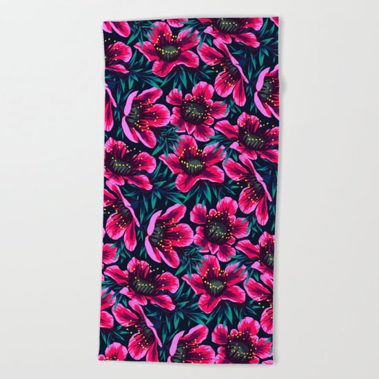 Manuka Floral Print Beach Towel