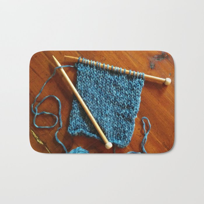 knitting photo, denim, denim photo, blue, wood, knitting, knit, brown, Bath Mat