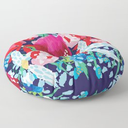 SUMMER FLOWER BOUQUET - INDIGO BACKGROUND By Lola Lombard Floor Pillow