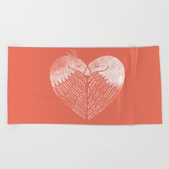Love birds sitting on a tree Beach Towel