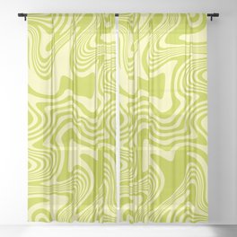 Bold Green Retro 70s Groovy Abstract Swirl Sheer Curtain