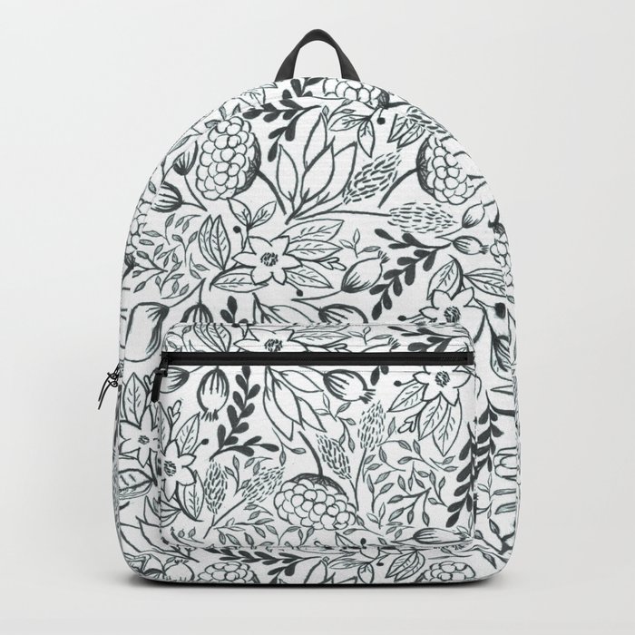 Black and white floral backpack on sale
