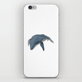 gray blue whale in digital watercolor painting iPhone Skin