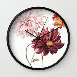 Vintage Dahlia Painting x Botanical Illustration Wall Clock