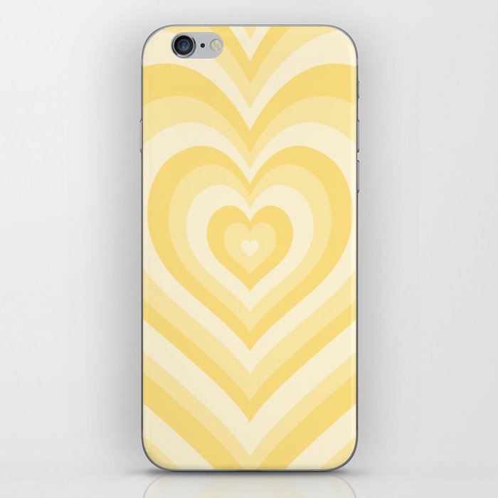 pastel yellow heart pattern iPhone Skin