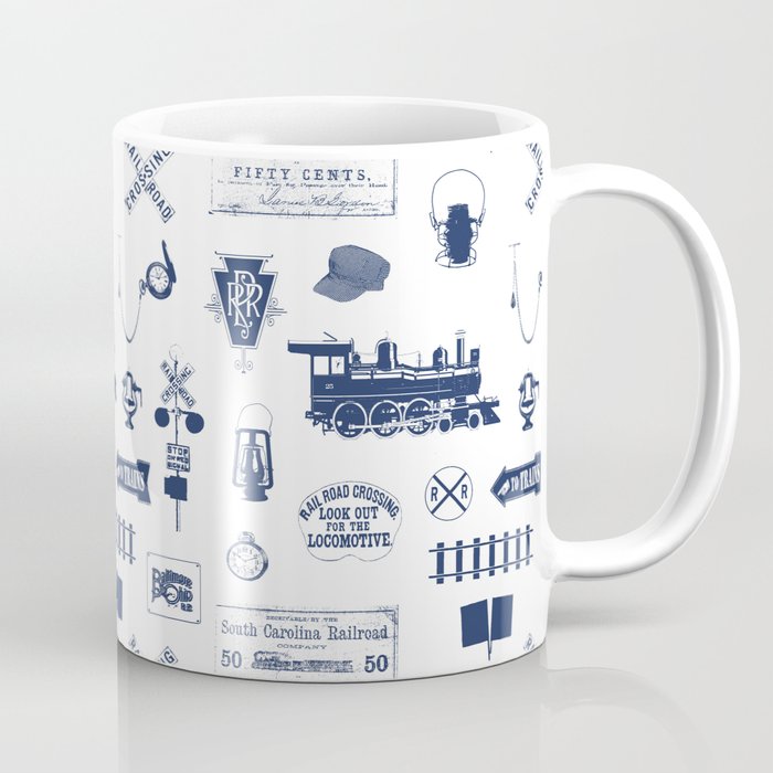 Railroad Symbols // Navy Blue Coffee Mug
