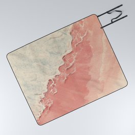 Pink & Peach Sea Breeze and the Ocean_hand painted watercolor  Picnic Blanket