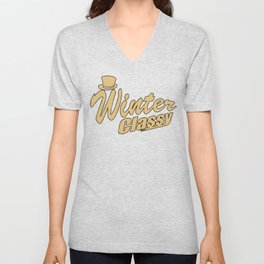 Winter Classy Logo (Gold) V Neck T Shirt