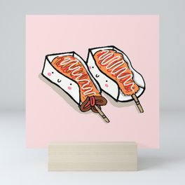 Cute cheese skwers sticker Mini Art Print