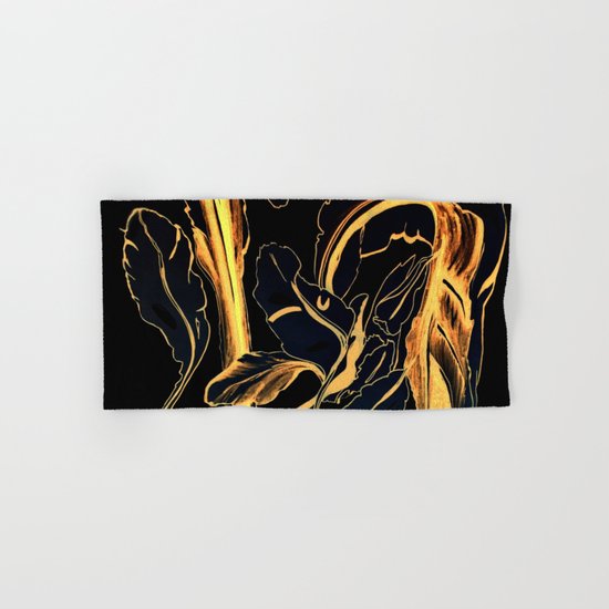 Plant in Blue Marker - Leaf of Life Miracle Leaf - Black and Gold Hand & Bath Towel