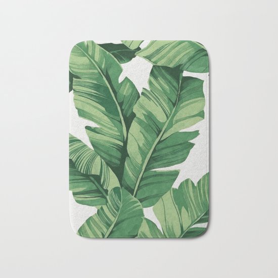 Tropical banana leaves Bath Mat