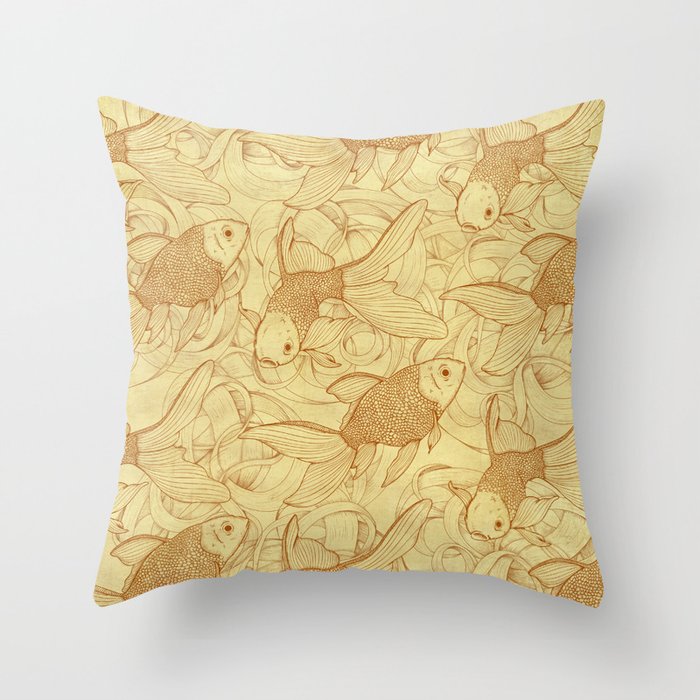 Vintage Goldfishes II Throw Pillow